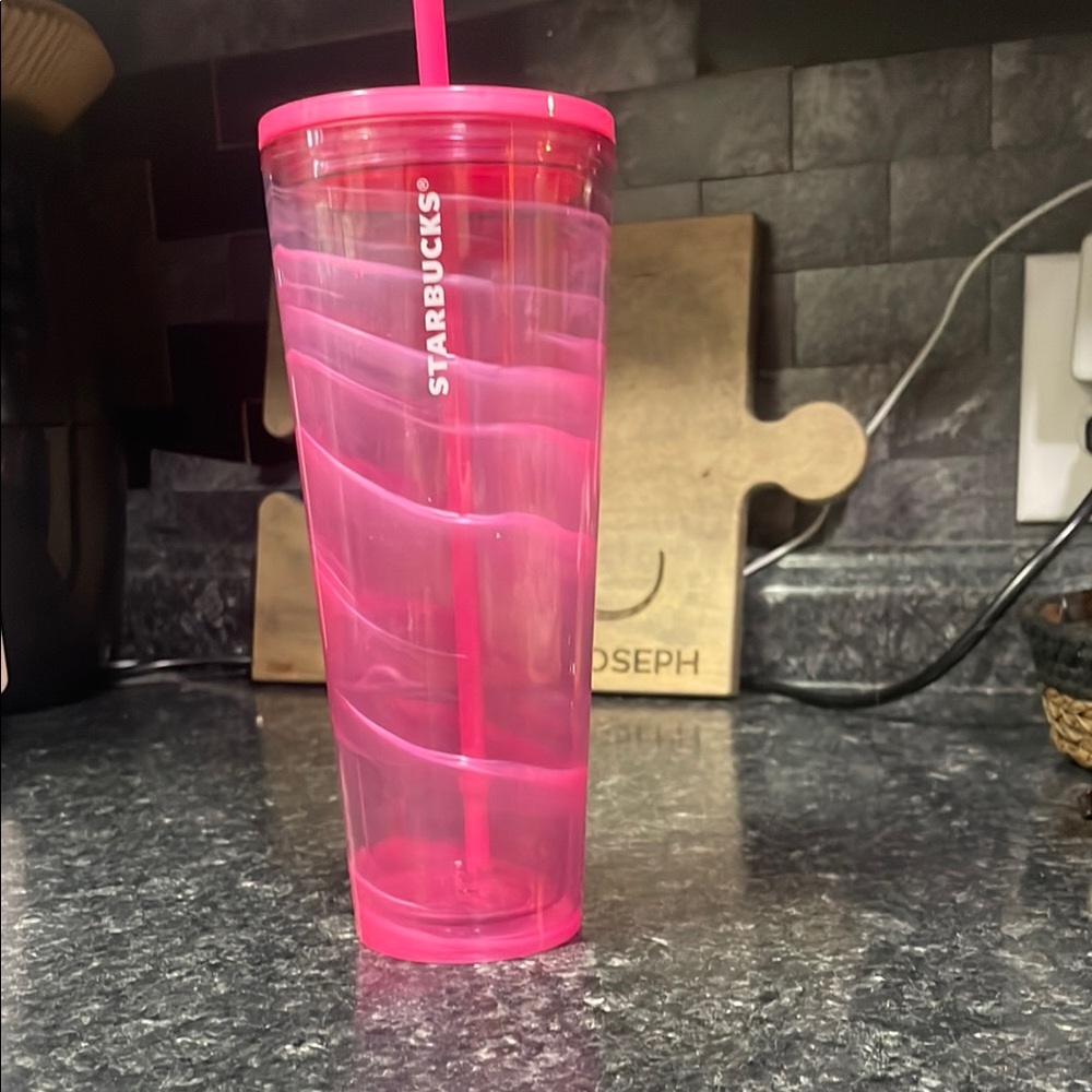 Starbucks Neon Pink Tumbler with Straw
